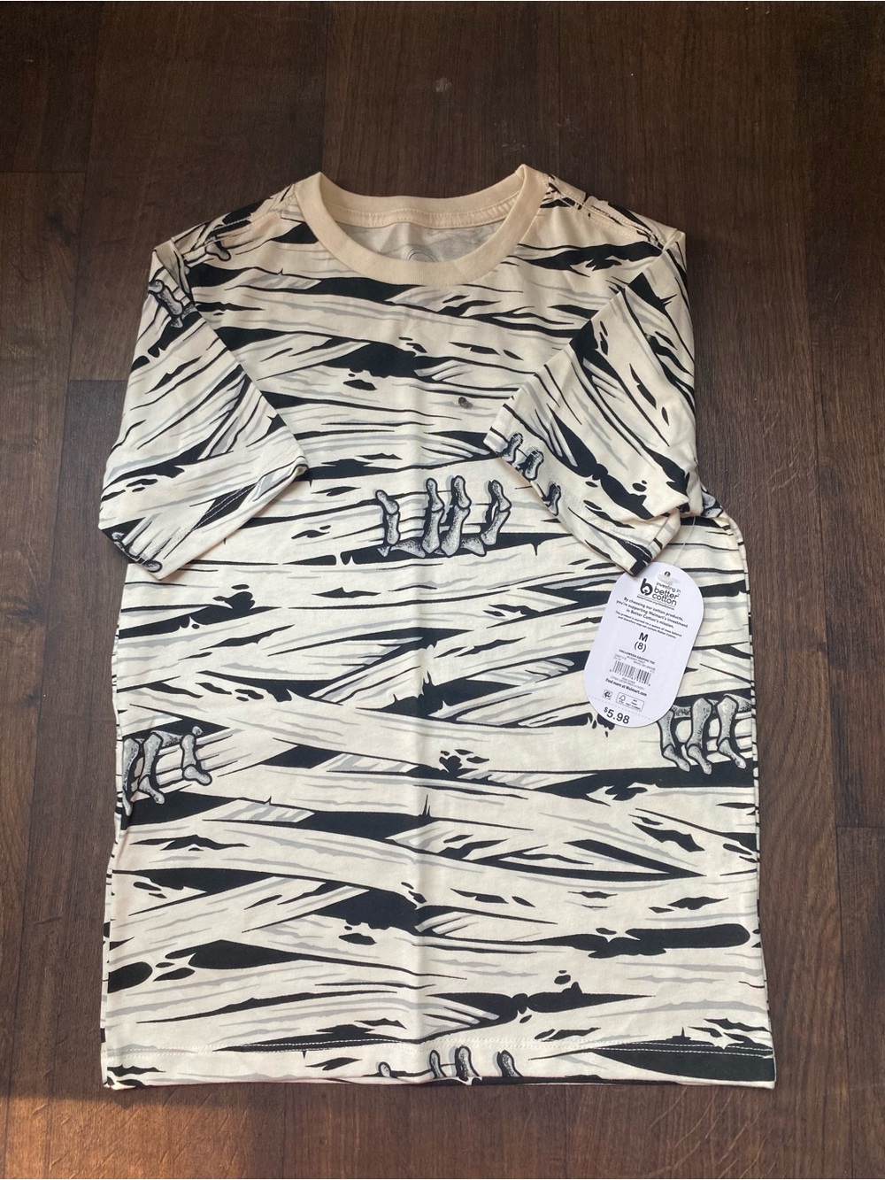 wonder nation Cream and Black Skeleton Bandage Print Short Sleeve Tee